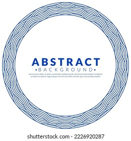 Abstract water line round frame. Circle frames with blue wave patterns isolated on white background. Border template. Japanese style concept. 