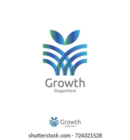 Abstract water linear fountain logo. twisted growth flower leaf shape icon symbol. building finance logotype. Universal elegant fresh design concept. vector illustration.