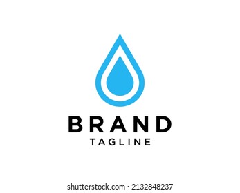 Abstract Water Logo. Blue Linear Style Water Drop Icon isolated on White Background. Usable for Business, Science, Healthcare, Medical and Nature Logos. Flat Vector Icon Design Template Element
