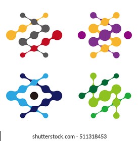 Conjunto de plantillas de logotipo del vector de molécula de agua abstracta. Usted puede utilizar en biotecnología, energía, impresión, agua e íconos de concepto de la Inspiración. 