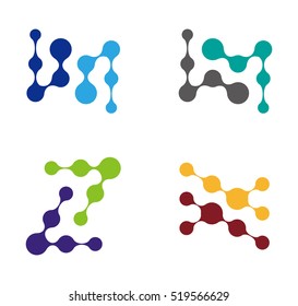 Abstract water molecule vector logo template set. You can use in biotechnology, energy, environmental protection, water and electricity equipment, computer medical science concept icon. 