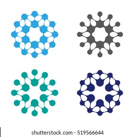 Conjunto de plantillas para el logotipo del vector de molécula de agua abstracta.Puede utilizar en biotecnología, energía, protección ambiental, equipos de agua y electricidad, icono de concepto de informática médica.