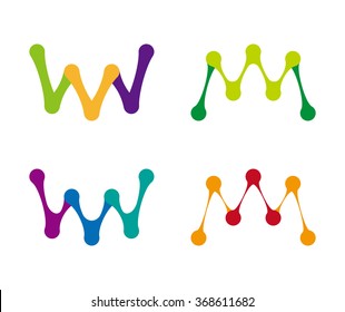 Abstract water molecule vector wave logo template set. You can use in biotechnology, energy, water and electricity equipment, computer medical science concept icon.