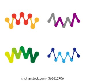 Abstract water molecule vector wave logo template set. You can use in biotechnology, energy, water and electricity equipment, computer medical science concept icon.