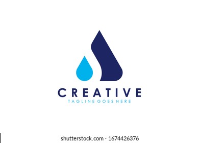 Abstract Water and Mountain Triangular Letter A Logo. Flat Vector Logo Design Template Element.