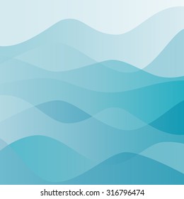 Abstract water nature landscape. Decorative square background. Vector graphic template.