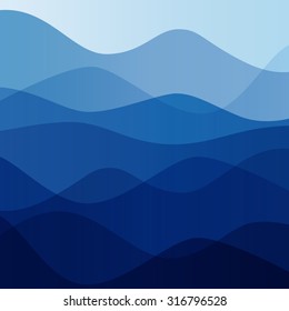 Abstract water nature landscape. Decorative square background. Vector graphic template.