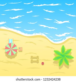 Abstract Water Sea Ocaen Background With Beach Umbrella Plam Tree Wave And Sand Nature Landscape