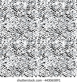 Abstract Water Seamless Pattern With Fishnet. Fish Scale Texture. Black And White. Vector