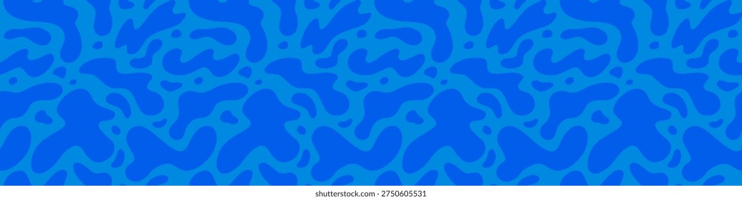Abstract Water Shape Seamless Pattern. Water Ripple Vector Blue Background. Splash Liquid Sea Waves Texture.