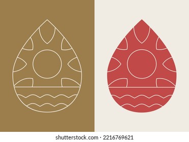 Abstract Water Shape with Wave and Sunshine Logo Template