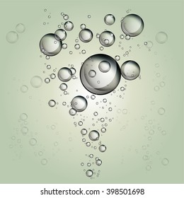 Abstract Water soap bubbles rising on clear background. 