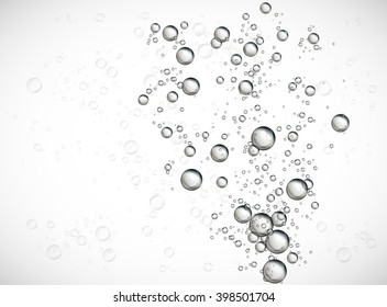 Abstract Water soap bubbles rising on clear background. 