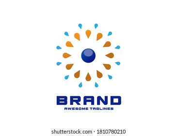 abstract water splash and circle logo