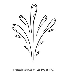 Abstract water splash doodle hand drawn icon. Symbol part clip art outline line drawing. Vector illustration
