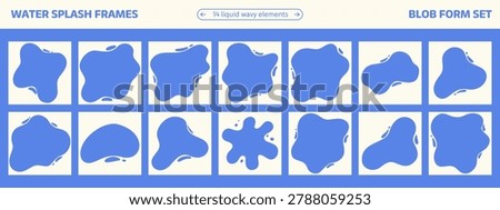 Abstract water splash frames with rounded blobs. Milk organic forms. Liquid blobs set.