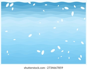Abstract water surface with gentle bubbles and gradient blue hues, minimalist design with light reflections, calm and serene atmosphere