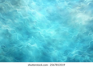 Abstract water texture, soft blue waves, tranquil ocean background, digital art style, serene atmosphere.