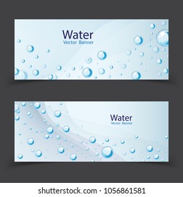 Abstract Water transparent drops banner.vector