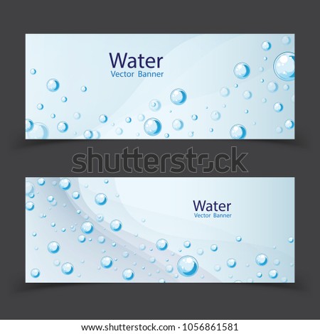Abstract Water transparent drops banner.vector