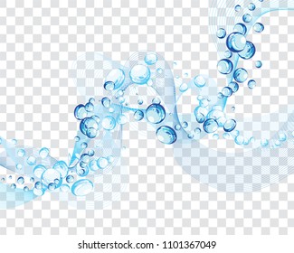 Abstract water vector background with bubbles of air and transparency