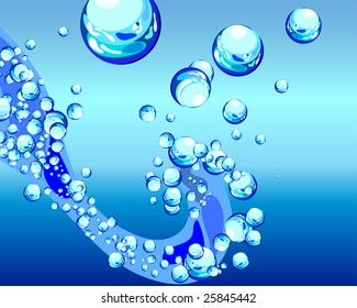 Abstract water vector background with bubbles of air