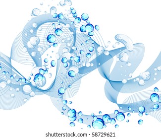 Abstract water vector background with bubbles of air