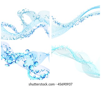 Abstract water vector backgrounds set with bubbles of air