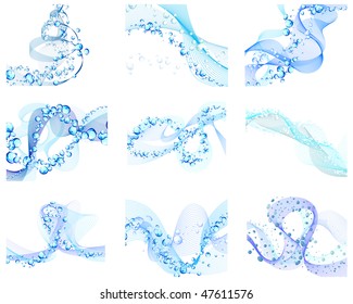 Abstract water vector backgrounds set with bubbles of air