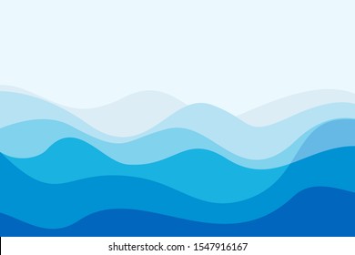 Abstract water wave background vector illustration. Simple background with combination of blue and white color in flat design.