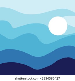 Abstract water wave background vector. Simple background with combination of blue and white color in flat design.