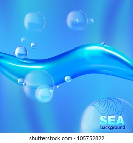 Abstract water wave with bubbles