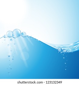 Abstract Water Wave With Bubbles - Vector illustration