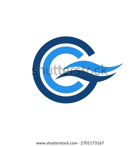 Abstract Water Wave C Logo. A modern and fluid logo design featuring a bold circular 