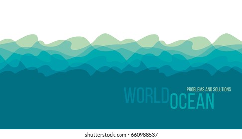 Abstract water wave design element. vector illustration of sea and ocean for surface design, card, poster, header, caver.