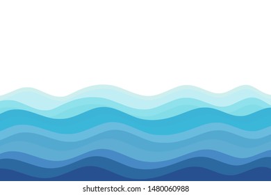 Abstract water wave isolated on white background vector illustration. blue waves pattern.