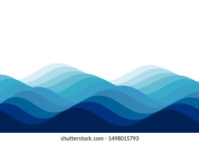Abstract water wave isolated on white background vector illustration. blue sea wave flat design