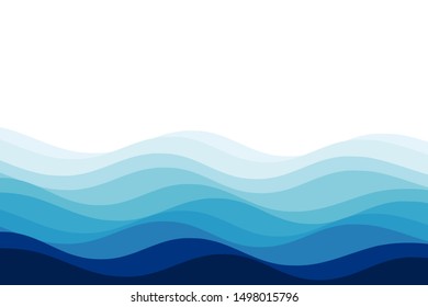 Abstract water wave isolated on white background vector illustration. blue sea wave flat design