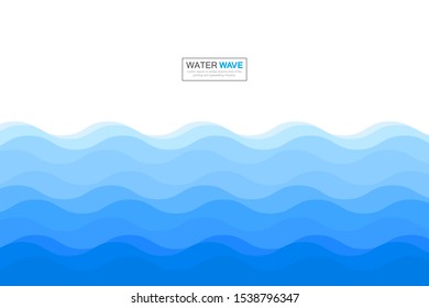 Abstract water wave isolated on white background vector illustration.