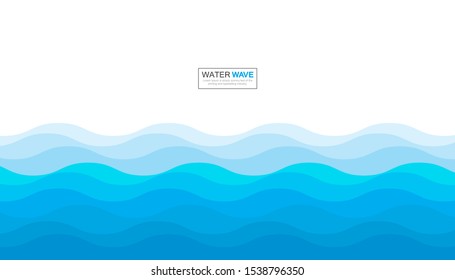 Abstract water wave isolated on white background vector illustration.