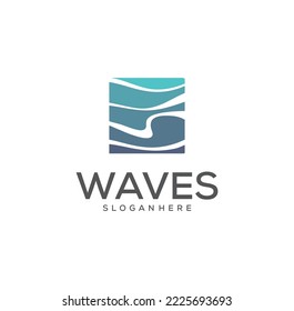 Abstract Water wave logo design square aqua icon Box wave 
