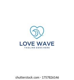 abstract Water wave Logo Template with heart sign