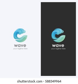 Abstract Water Wave Shape Logo Design Template. Corporate Business Theme. Cosmetics, Surf Sport Concept. Simple and Clean Style. Vector.