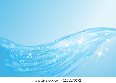 Abstract Water Wave Surface With Bubbles. Vector Illustration