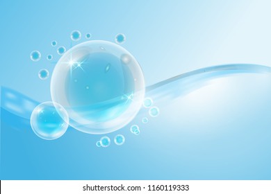 Abstract Water Wave Surface With Bubbles. Vector Illustration