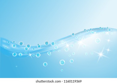 Abstract Water Wave Surface With Bubbles. Vector Illustration