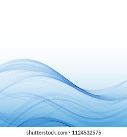Abstract water wave surface with transparency.Blue wavy lines in the form of waves.
