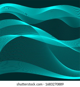 Abstract water wave, vector futuristic vibrant curve, modern sea illustration
