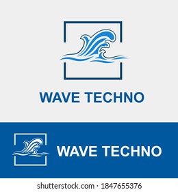 Abstract water wave vector logo concept. Swimming, surf, villa, cosmetic business template