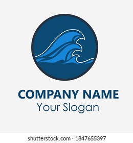 Abstract water wave vector logo concept. Swimming, surf, villa, cosmetic business template